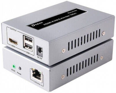 DTECH DT-7050(AM) HDMI IP KVM Extender، دقة 1920x1080@60HZ، حتى 150 متر، يدعم USB 1.1، يدعم تقنية إرجاع الأشعة تحت الحمراء، فضي | DT-7050(AM)