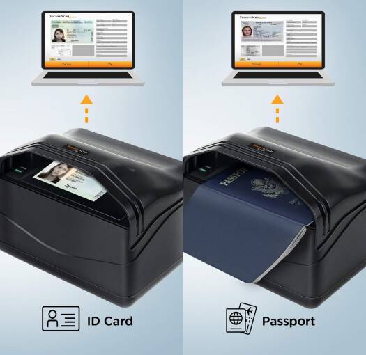 Plustek SecureScan X Mini Passport Reader MRTD Scanner with CMOS Sensor, 1 Second Scan Speed, USB Powered, Supports IDs and Passports, USB 2.0, Black | SecureScan-X-Mini